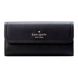 New Kate Spade Rosie Large Flap Wallet Pebble Leather Black